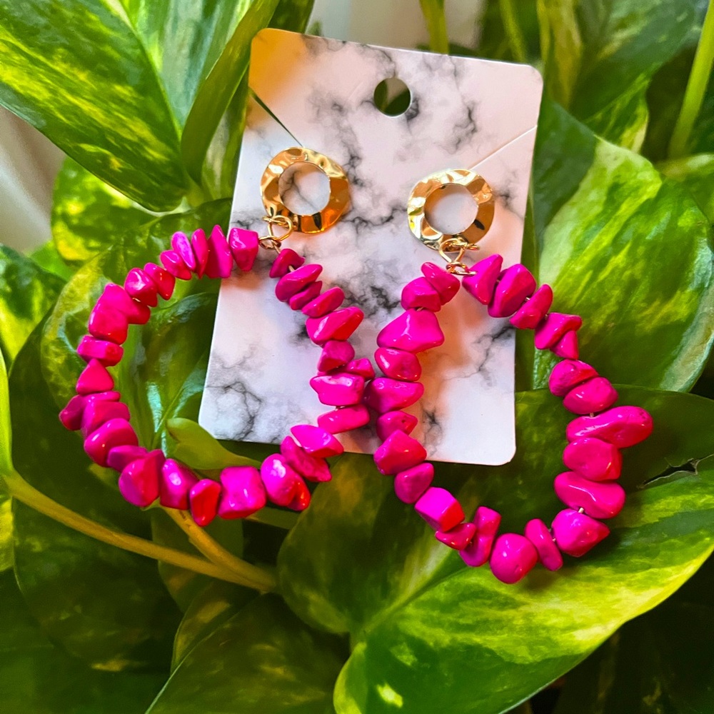 Pink stone earrings